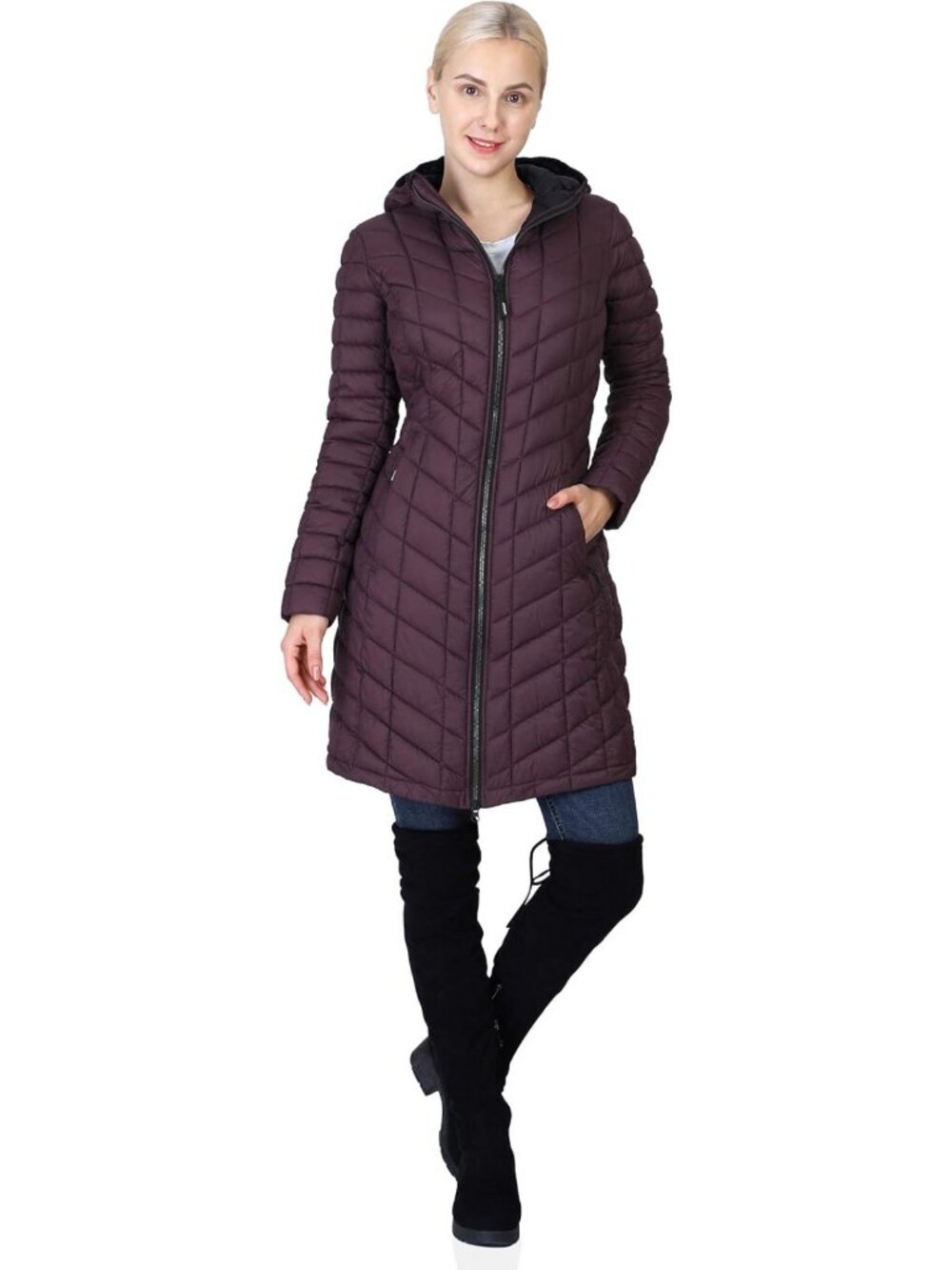 Lightweight Hooded Long Puffer Coat for Women | Warm Winter Jacket, Outdoor